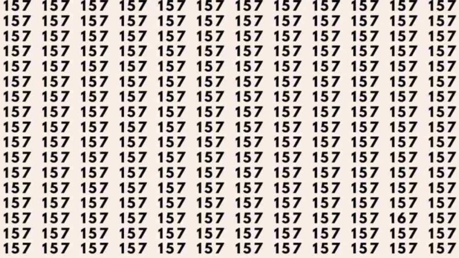 Optical Illusion Challenge: If you have Sharp Eyes Find the number 167 among 157 in 8 Seconds.