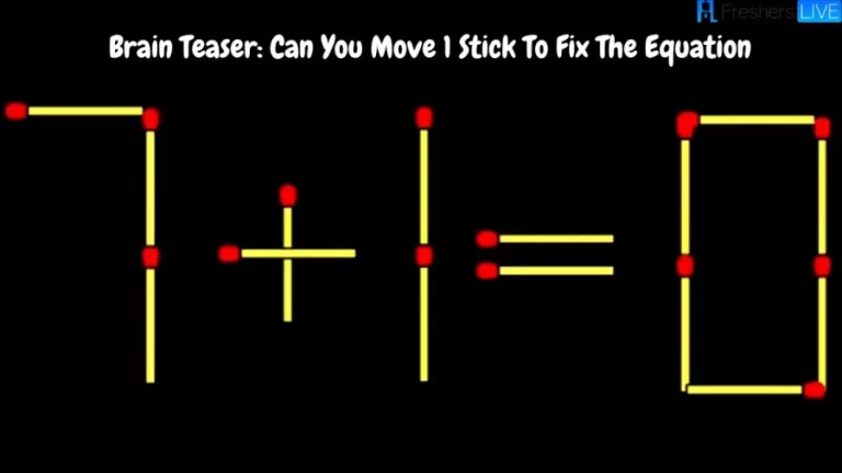 Brain Teaser: Can You Move 1 Stick To Fix The Equation 7+1=0