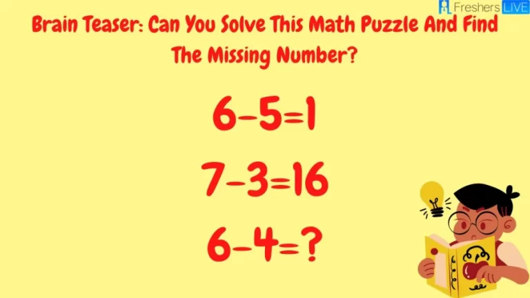Brain Teaser: Can You Solve This Math Puzzle And Find The Missing Number?